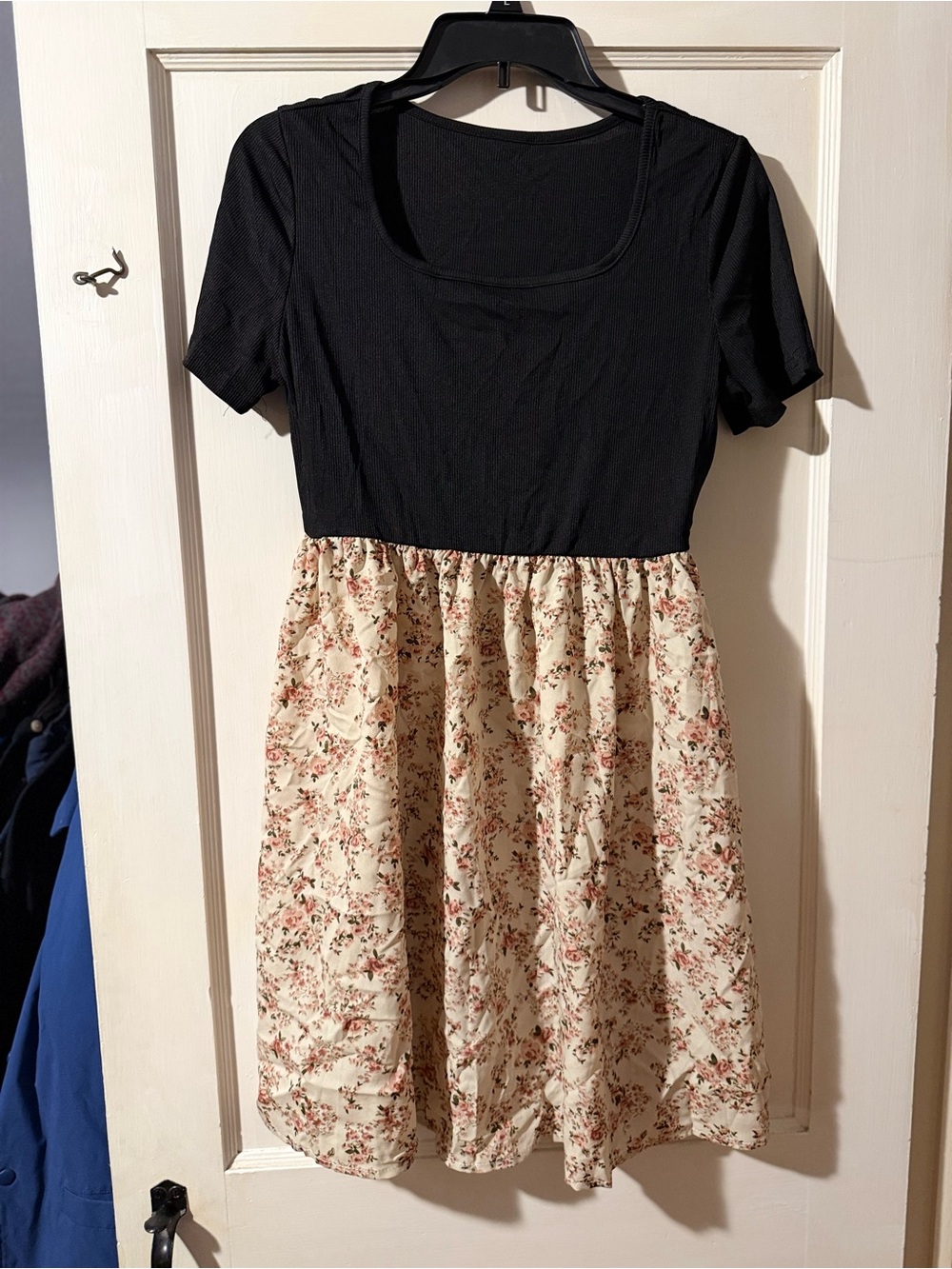 Black Top Cream Floral Skater Dress